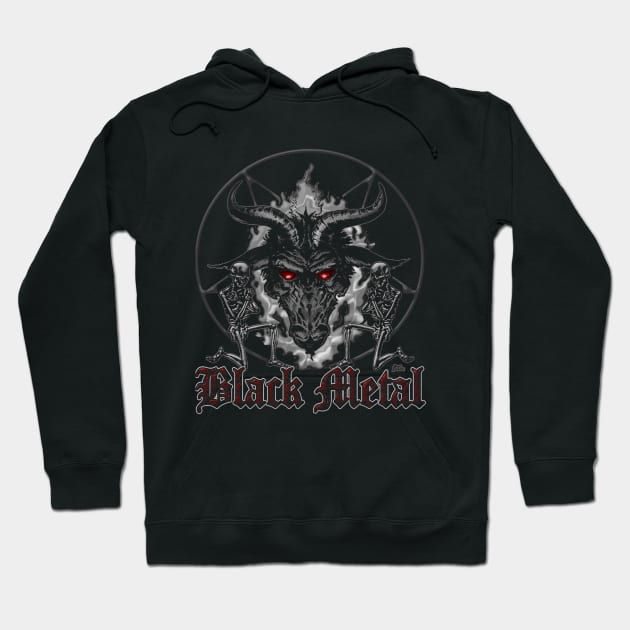 Black Metal Music Baphomet Pentagram Hoodie by monstermangraphic